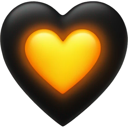 a black, yellow and orange glowing heart emoji