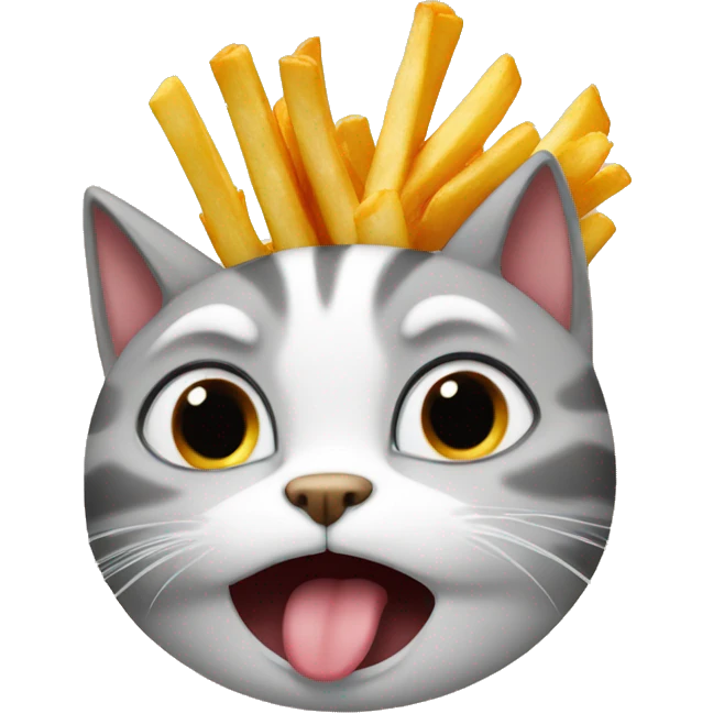 cat crying while eating french fries emoji