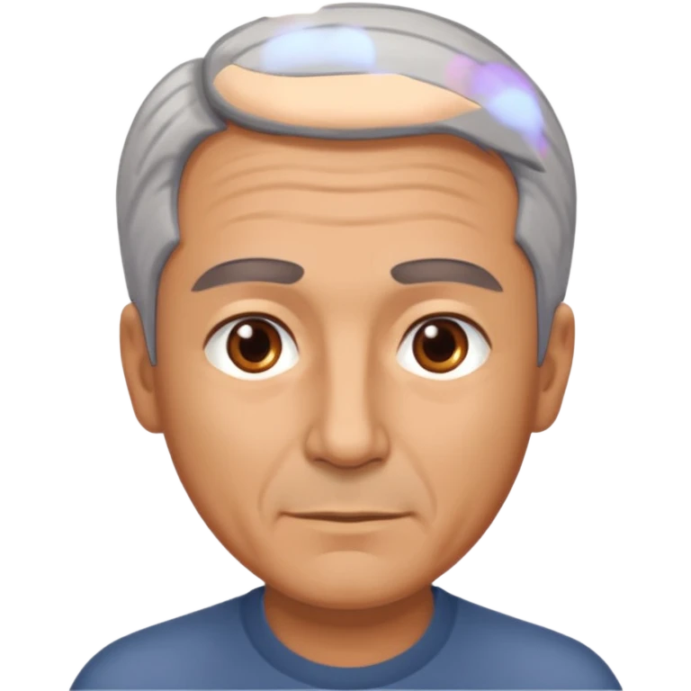 Illustrated emoji of a middle aged man with receding grey hair and brown eyes emoji