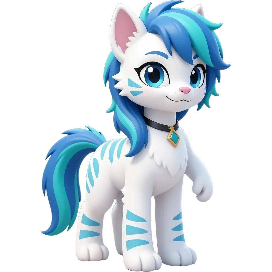 White badass elegant wild beautiful natural cute badass epic anthro modern albino sergal-vernid-creature with cyan mane with cyan edgy stripes, full body, blue pretty hair, outside, modern, aesthetic, art by LiLaiRa, art by art by Falvie emoji