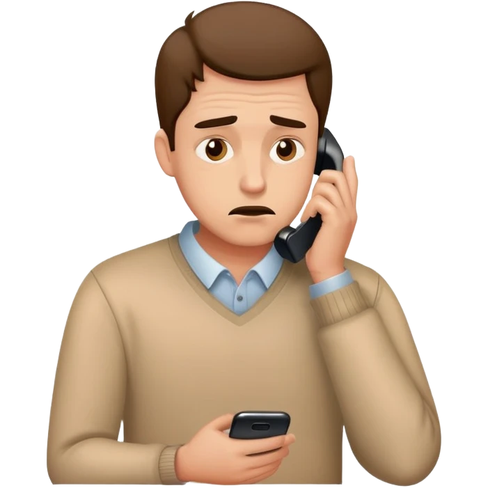 man watching at phone with ashamed expression emoji