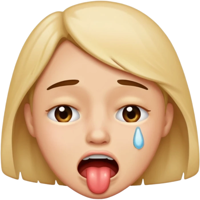 He bites his lips and cries.  emoji