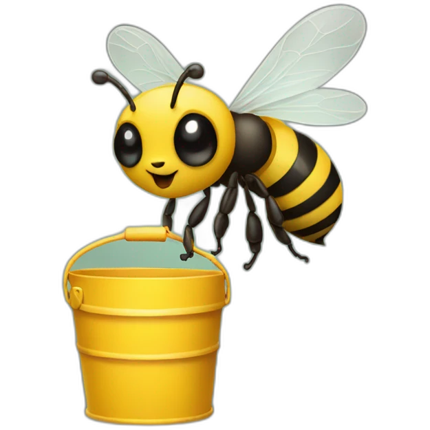 a bee with a bucket emoji