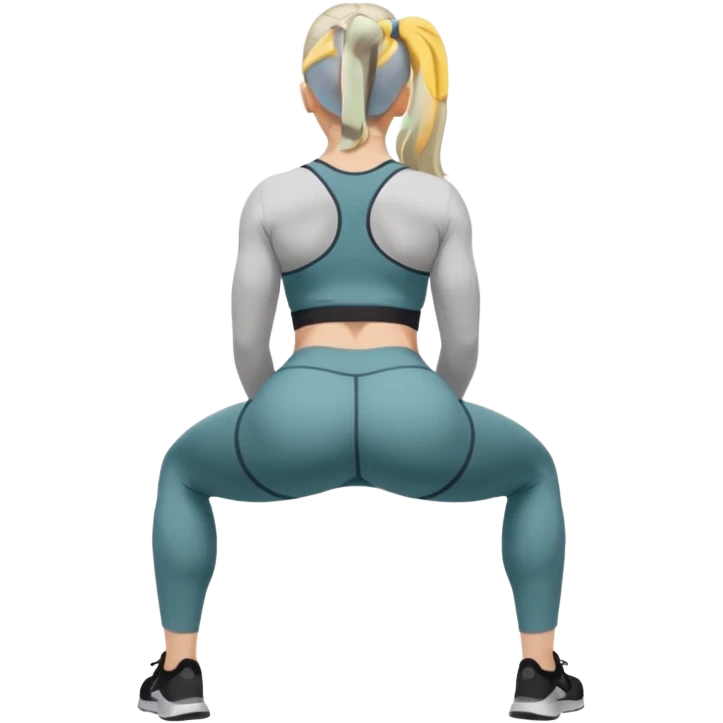 girl working out glutes shirt on but showing from behind but she's squatting and full body zoomed out also more coverage please  emoji