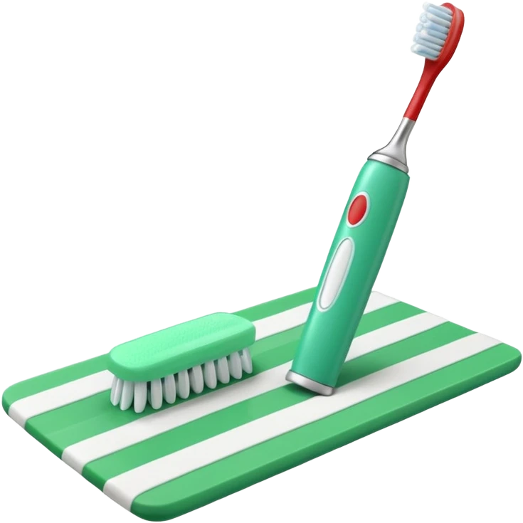Toothbrush and toothpaste with  green Salah mat emoji