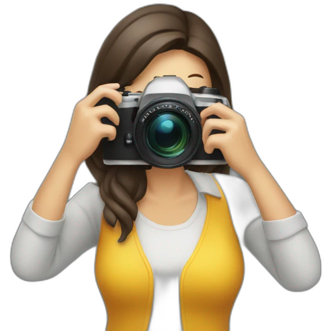 woman photographer camera covering face emoji