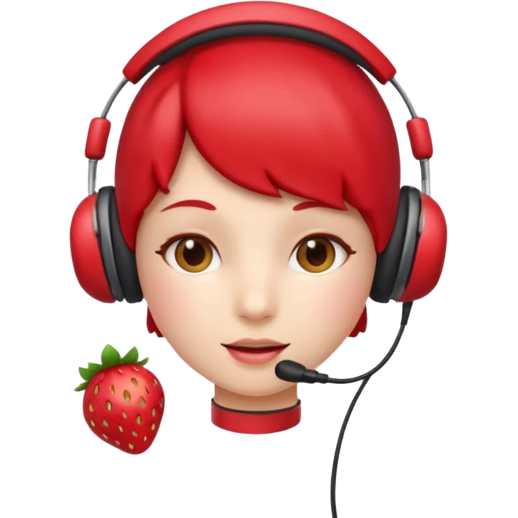 A Cute strawberry wearing headset  emoji