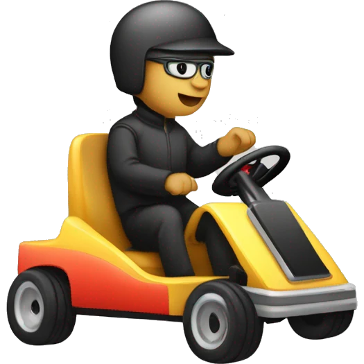 Keyboard letter "t" driving a gokart emoji