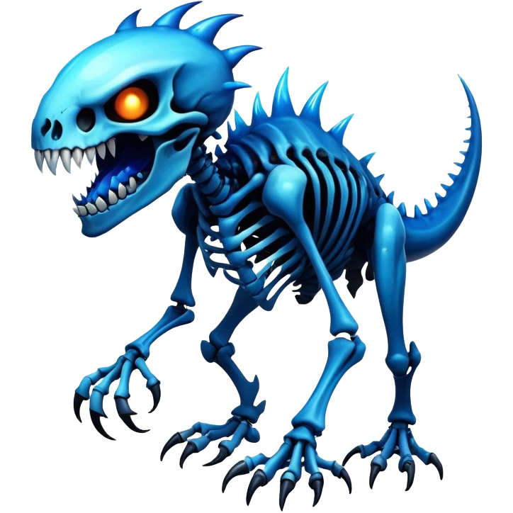 A black and blue gradient epic shiny cool edgy skeletal animal-monster-creature, full body emoji