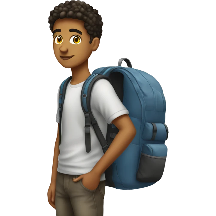 Full length latin teenage boy with backpack emoji