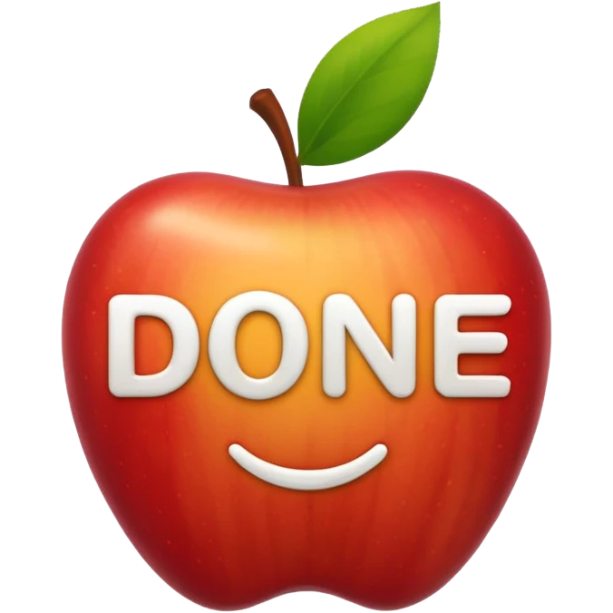 the word 'done' as a standalone icon in apple style emoji, no text style emoji