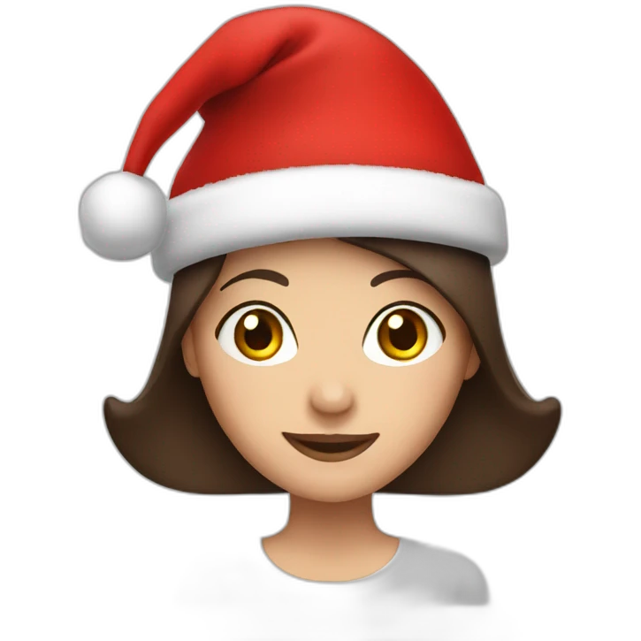 brunette girl in a christmas hat emoji