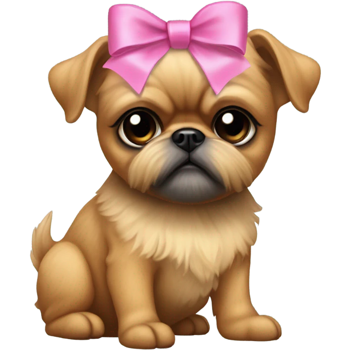 Griffon Bruxellois dog with cute pink bow on head  emoji
