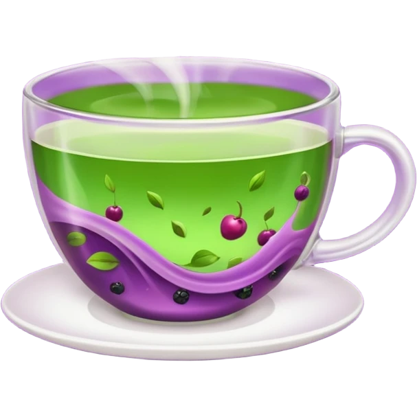 Berry green tea in a steaming cup emoji