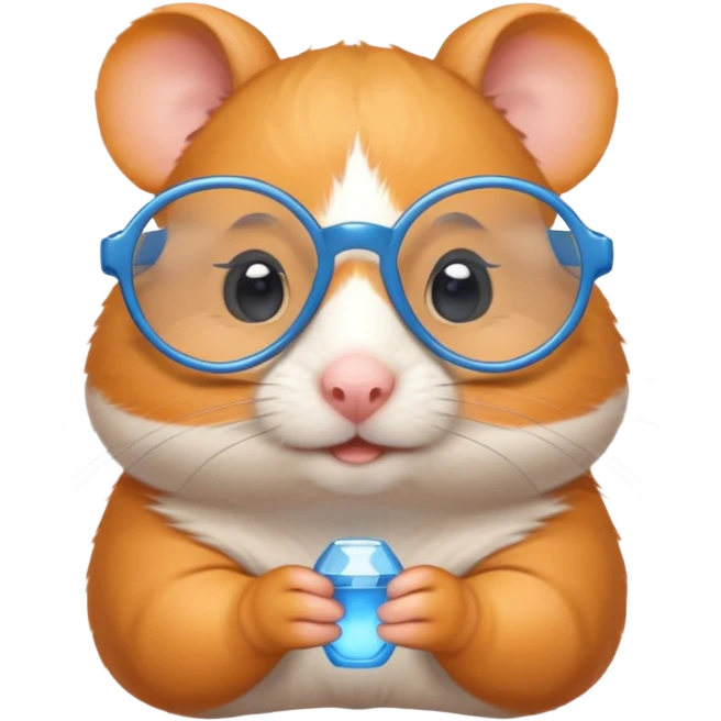 Orange Hamster with tiny blue glasses. emoji