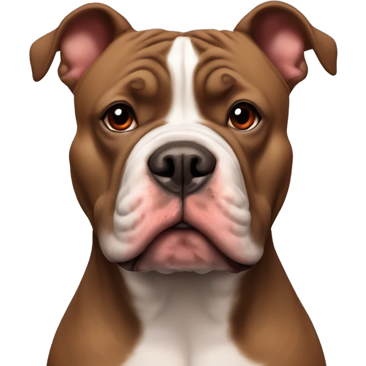 brown American bully with a red muzzle and erect ears emoji