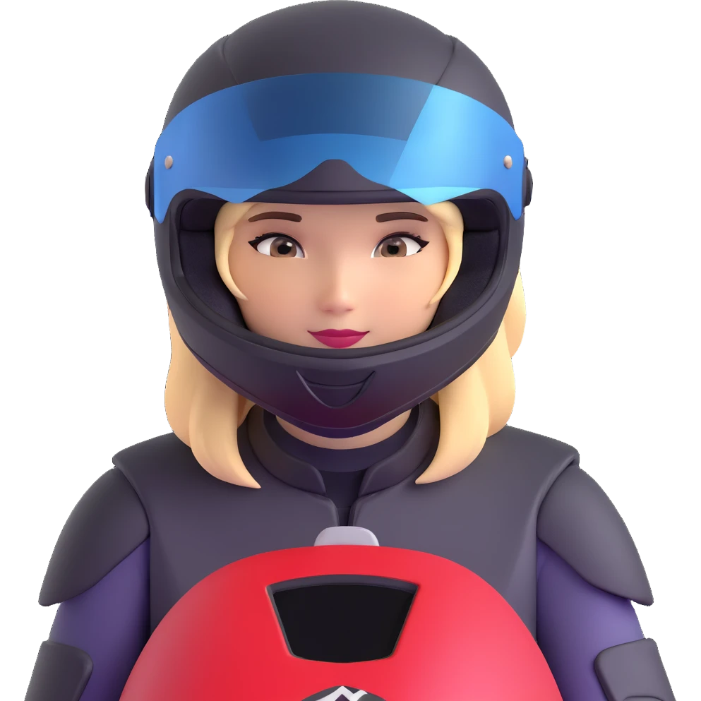girl wearing a motorcycle helmet emoji