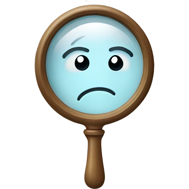 Magnifying Glass with sad face emoji