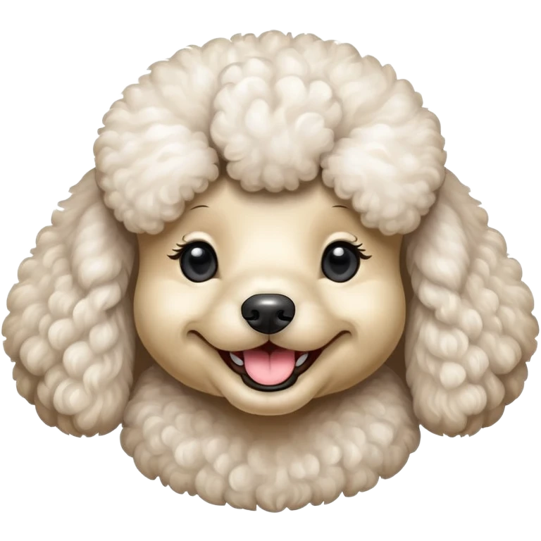 A happy poodle head emoji