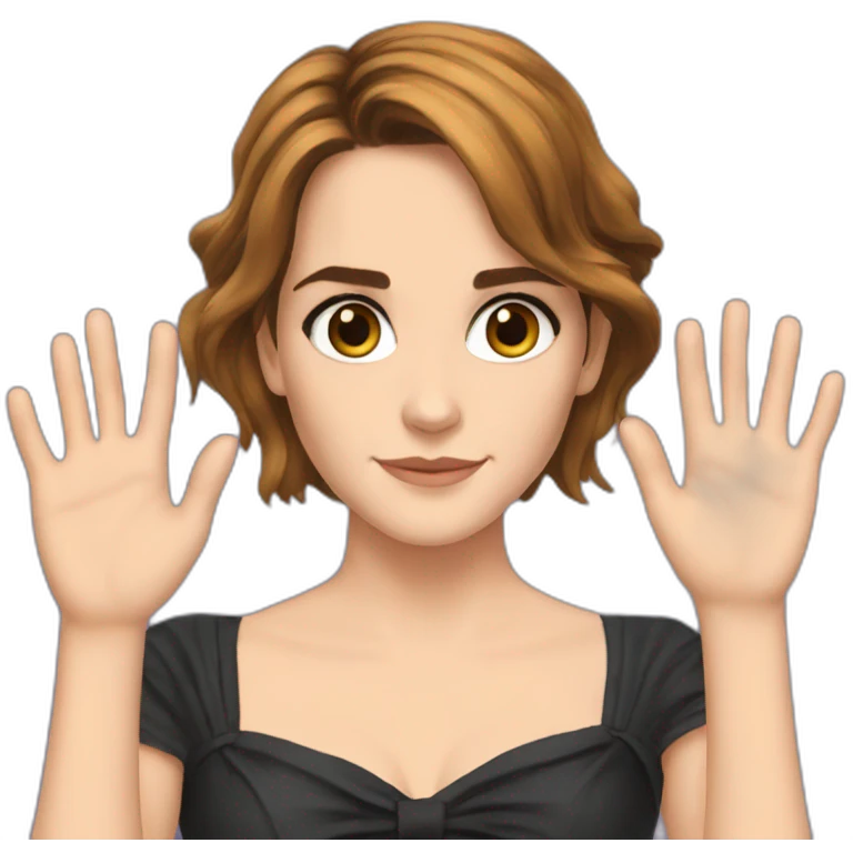 Emma Watson with big hand emoji