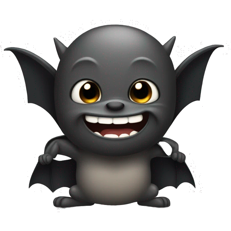 Mischievous bat giggling and hiding something  emoji