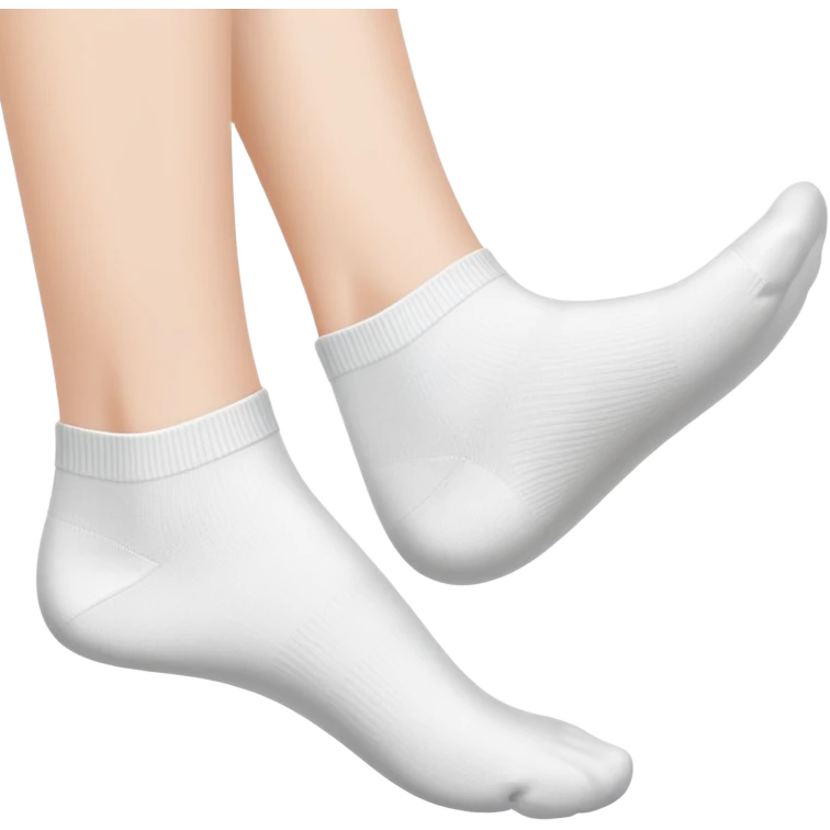 bottom view of feminine feet in white ankle socks showing soles emoji