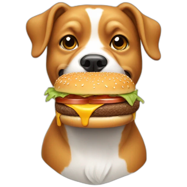 dog eating a burger emoji