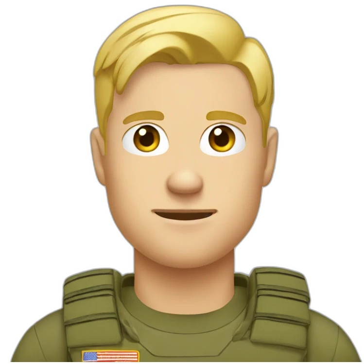 blond hair man in army t-shirt and nose pirsing emoji