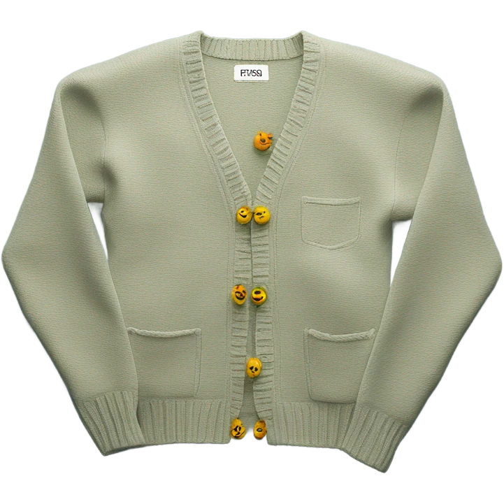 Sage oversize wool open short cardigan, isolated emoji