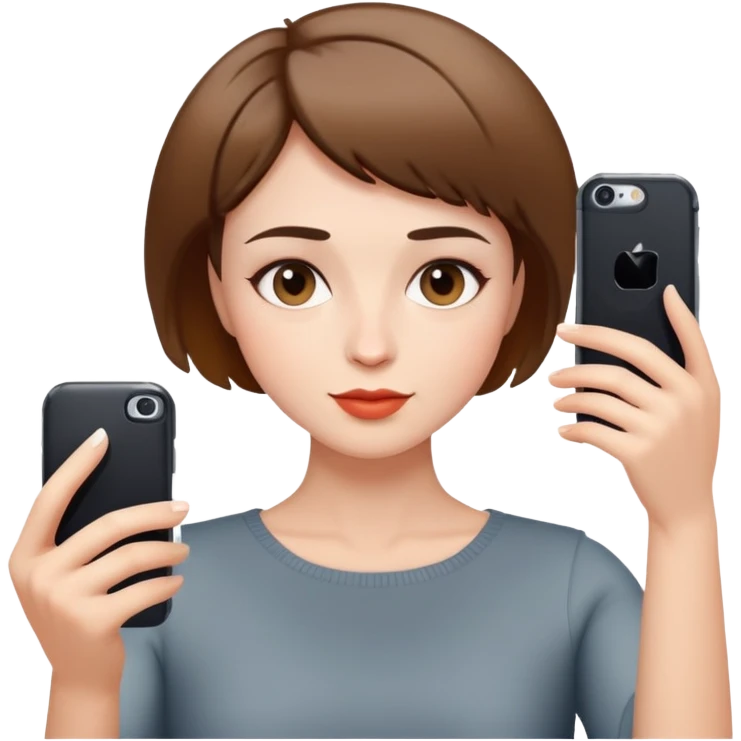 woman taking a selfie, short hair emoji
