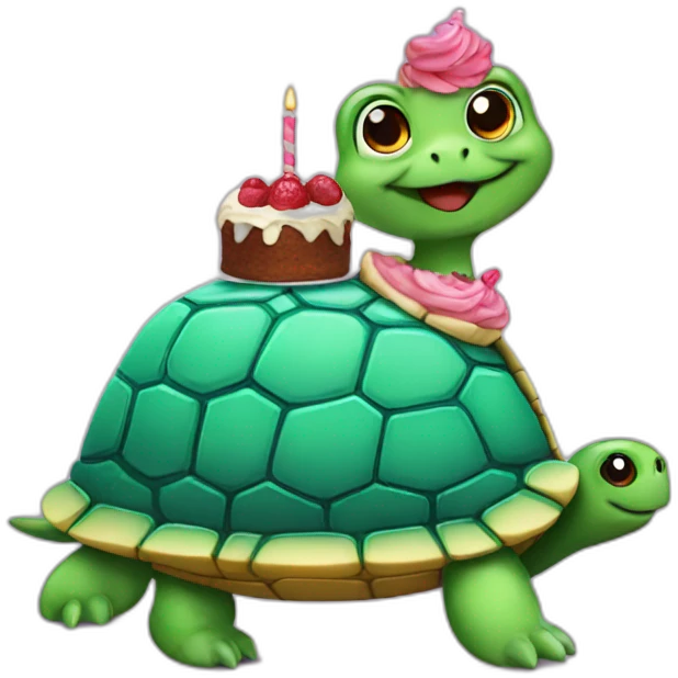 turtle with cake emoji