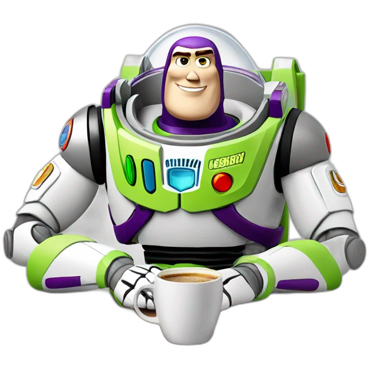Buzz Lightyear drinks coffee emoji