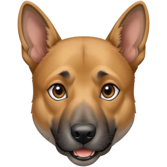 chien Malinois croisé, couleur poils grise, yeux gris et poils mi long emoji