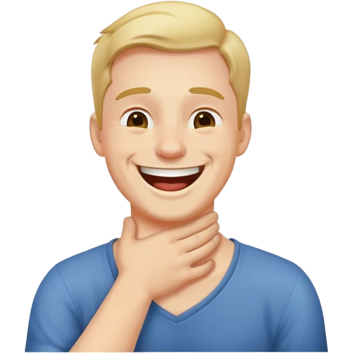 Guy holding neck laughing  emoji