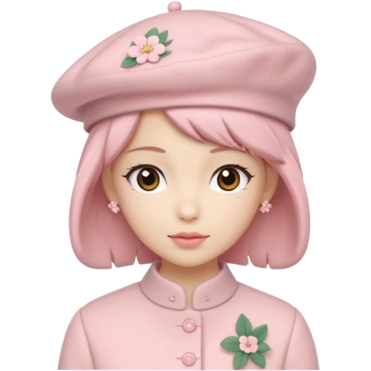 A pastel pink Sakura beret emoji