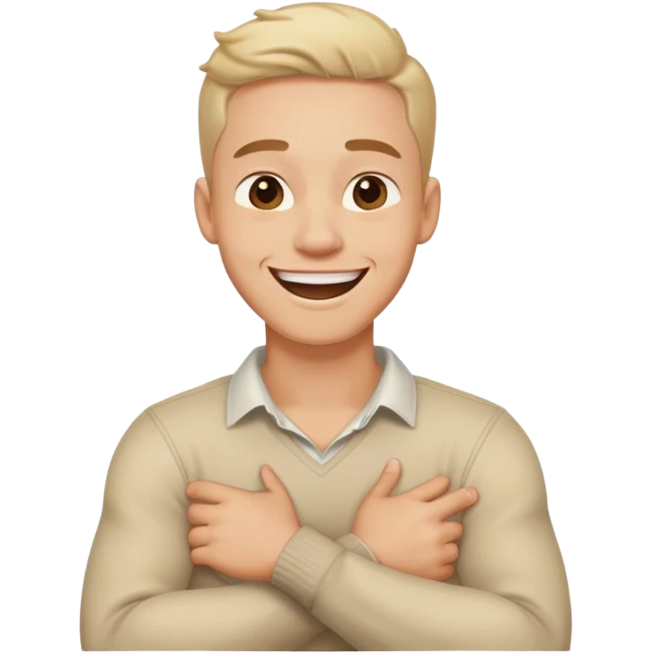 Arms crossed holding neck laughing guy emoji