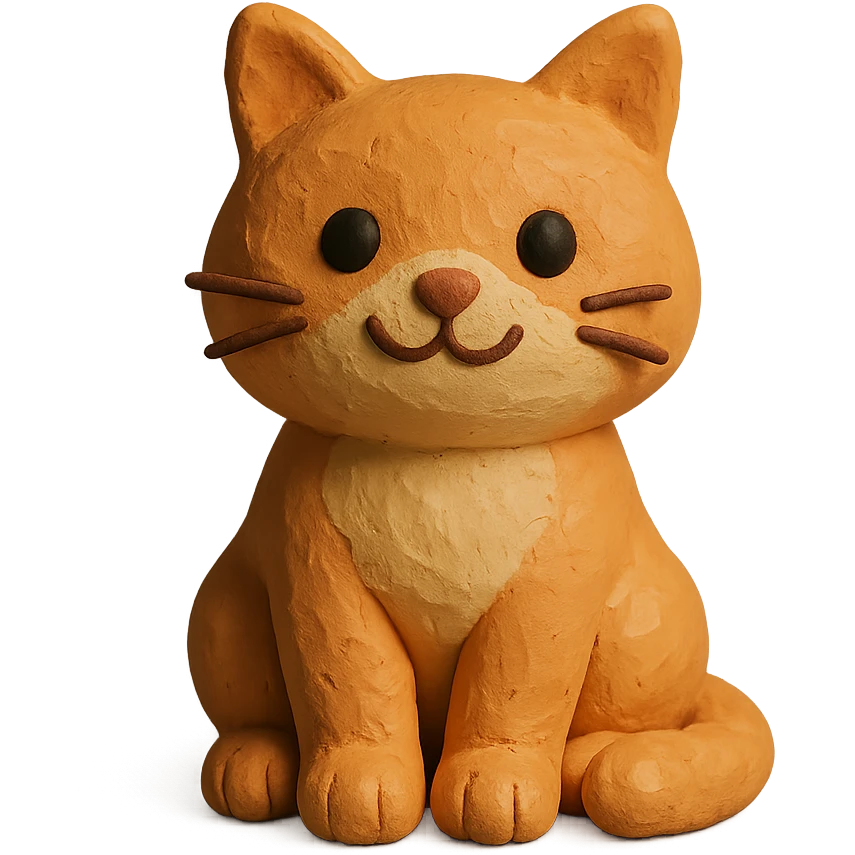 cute cat sitting in claymation style emoji