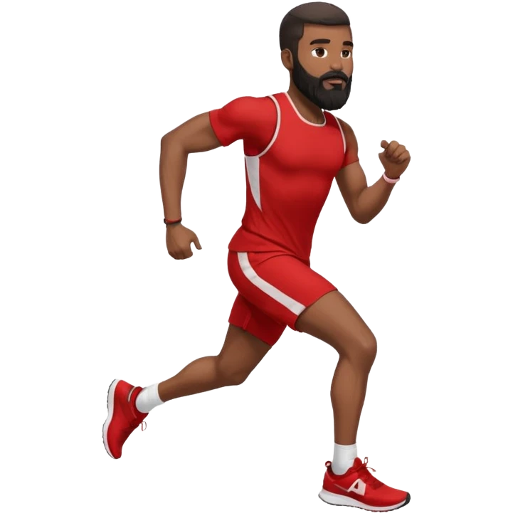 blackman with full beard running exercise sport red clothes emoji