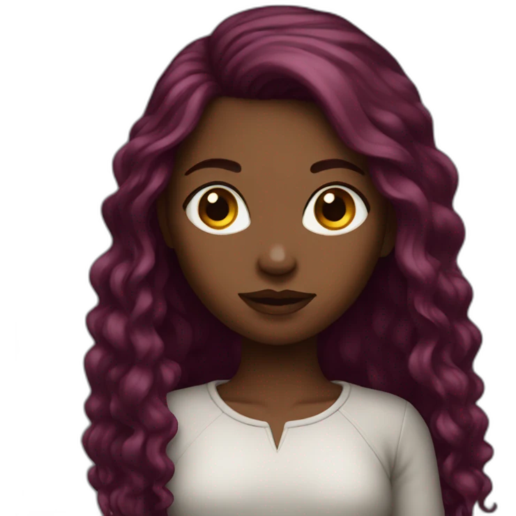 dark girl with long burgundy hair emoji