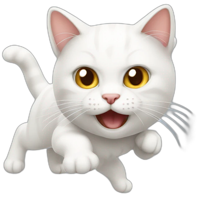 white fighting cat crazy cat emoji