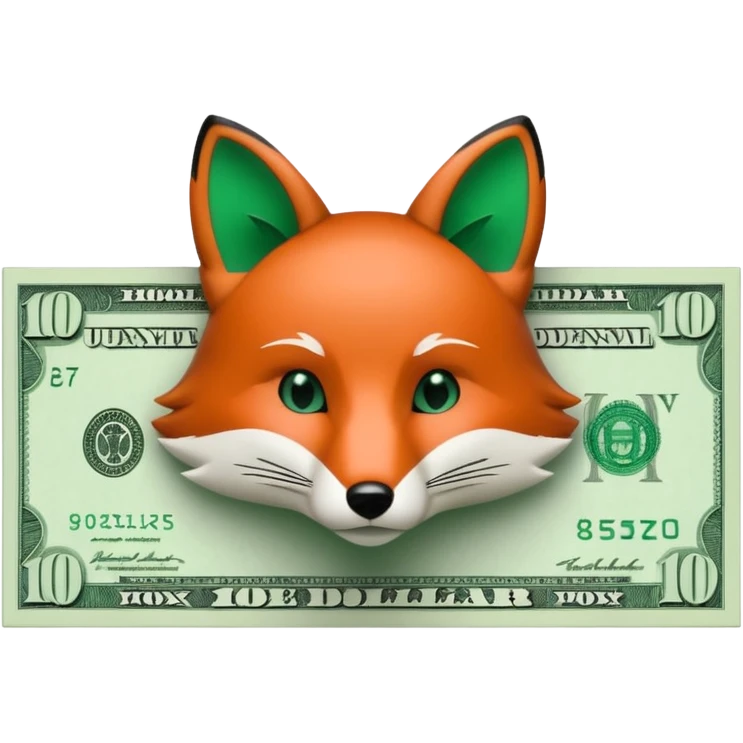 make 100 dollar bill with a small fox head outline in the middle emoji