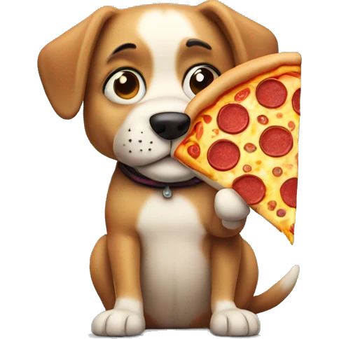 Dog holding a pizza standing emoji
