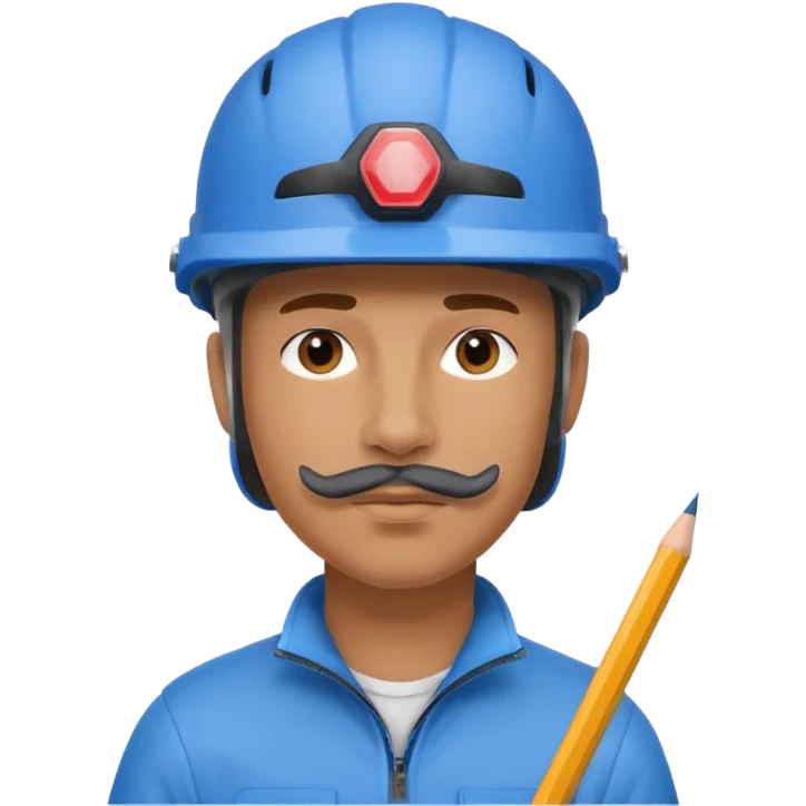 Man wearing a blue bike helmet and a pencil in his nose emoji