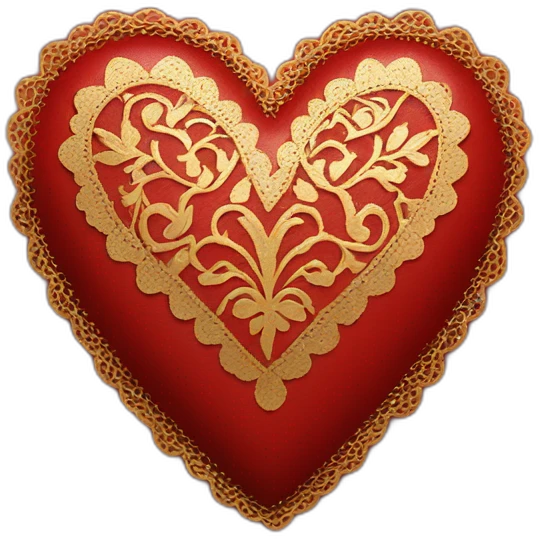 Red leather heart with gold lace border emoji