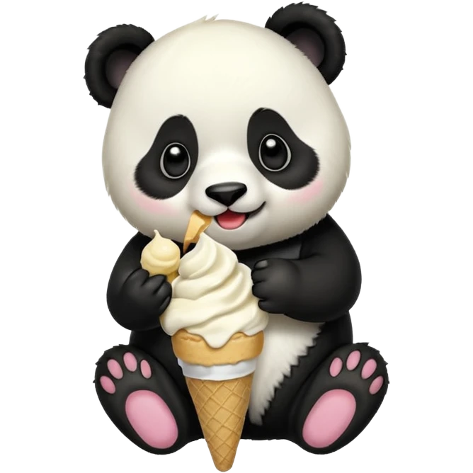 Panda eating ice cream emoji