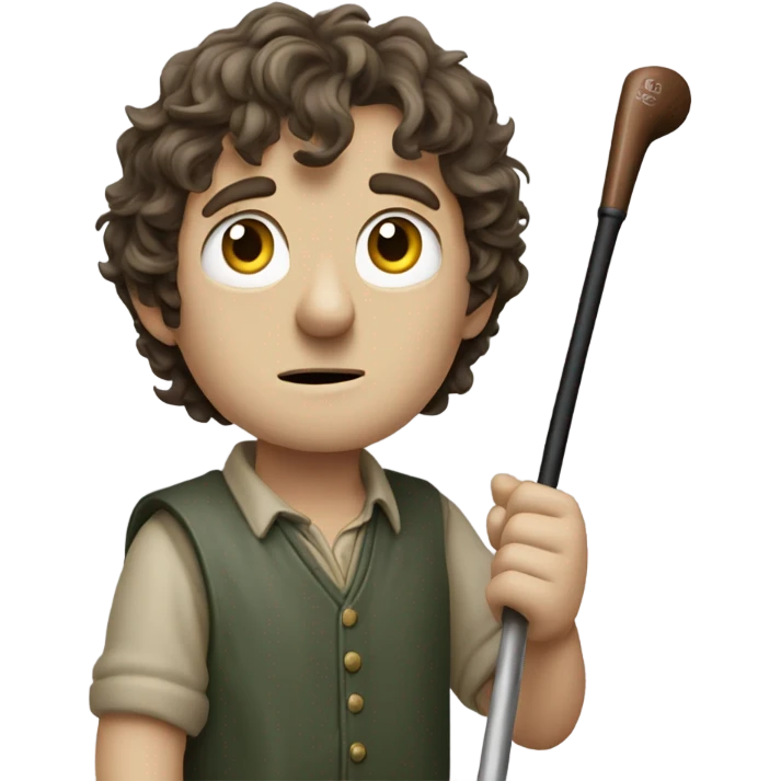 Frodo holding a golf club instead of a sword emoji