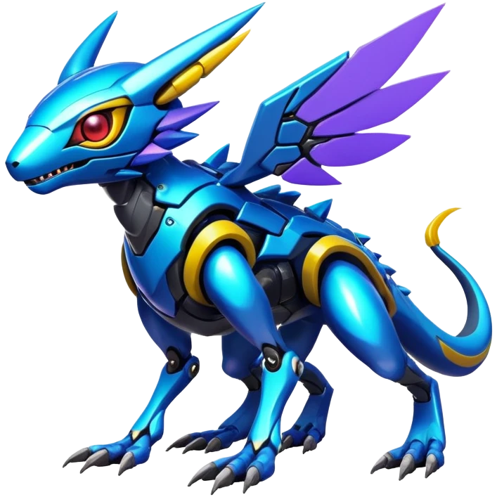  exotic shiny colorful futuristic modern cyber-Fakémon-Digimon-Trico-Vernid-creature emoji