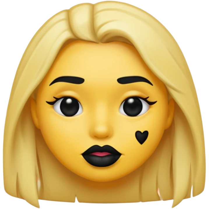 an emoji with black lipstick kiss marks on face emoji