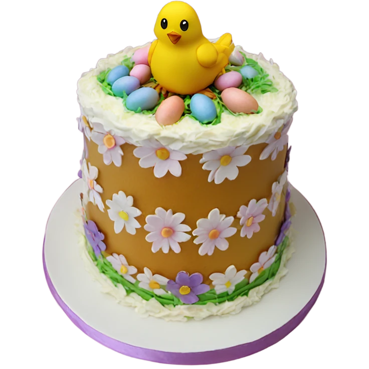 beautifully decorated 2 tier Easter chick cake emoji