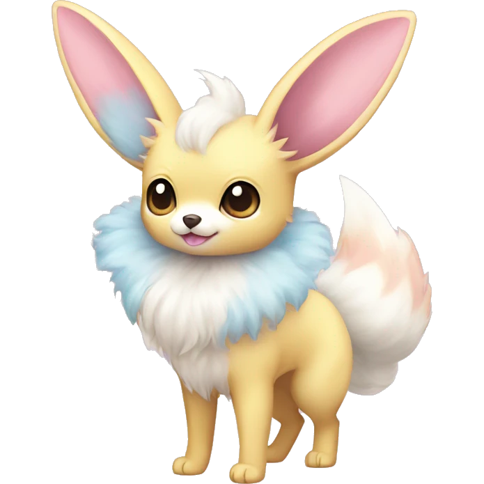 Kawaii Pastel Cotton-Candy-Colored Eeveelution-Cute-Chihuaha-Bunny-Pokémon-fusion full body emoji